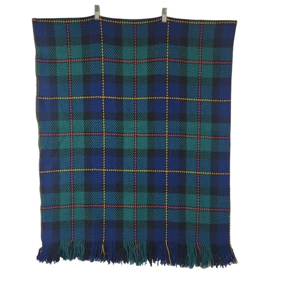 Pendleton Bedding Vintage Pendleton Blanket Throw Green Blue Plaid 72 X 6 Pure Virgin Wool